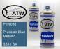 Preview: Porsche, Prussian Blue Metallic, 33X / S4: 400ml Sprühdose + 400ml Klarlack - Set, von ATW Autoteile West.